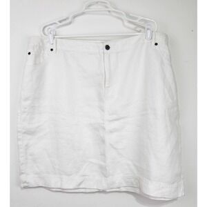 J.Jill Women's Knee Length SZ 22 White 100 % Linen Skirt Plus Size‎